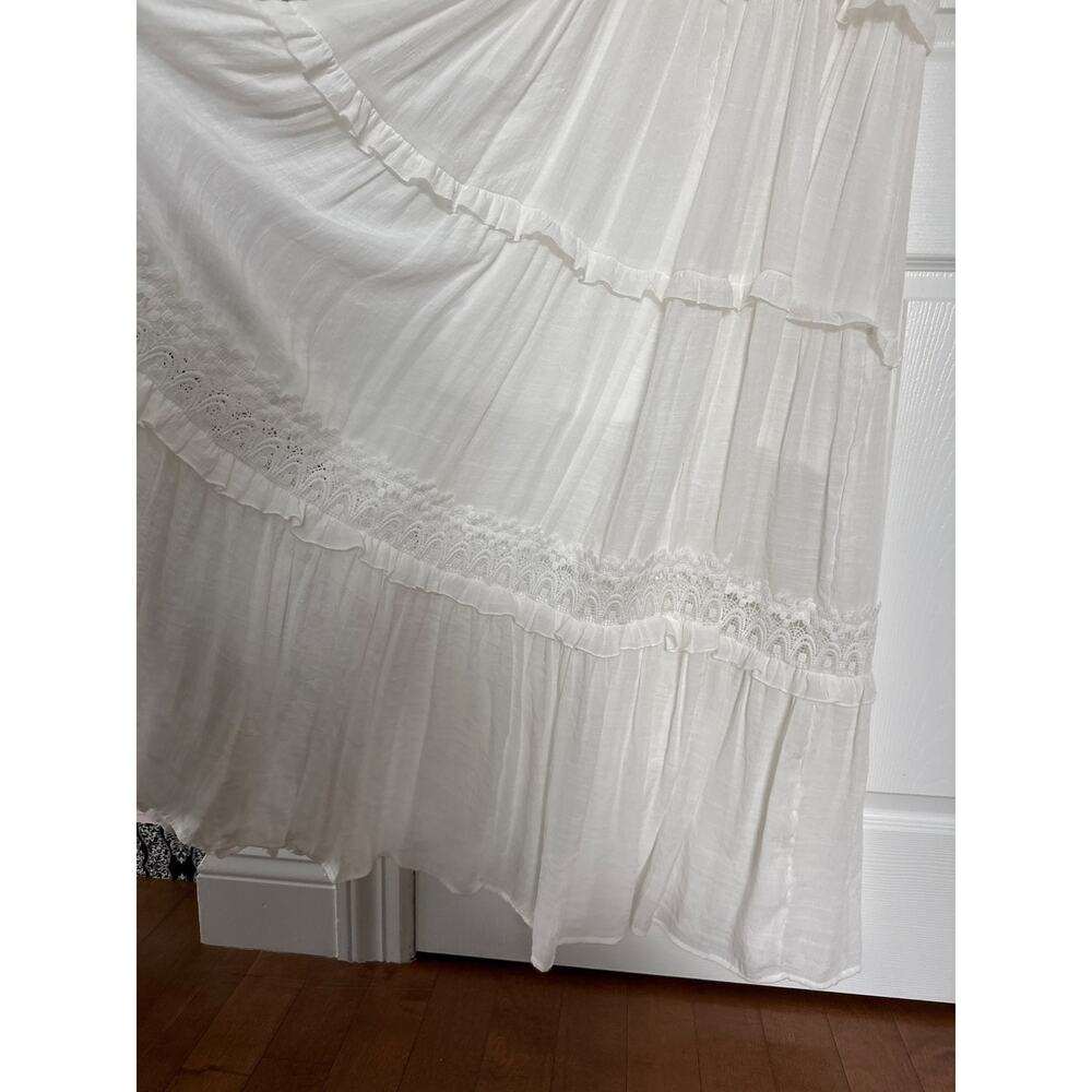 HYFVE White Ruffle crochet Trim Tiered Boho sleeveless Maxi Dress large - Picture 13 of 13